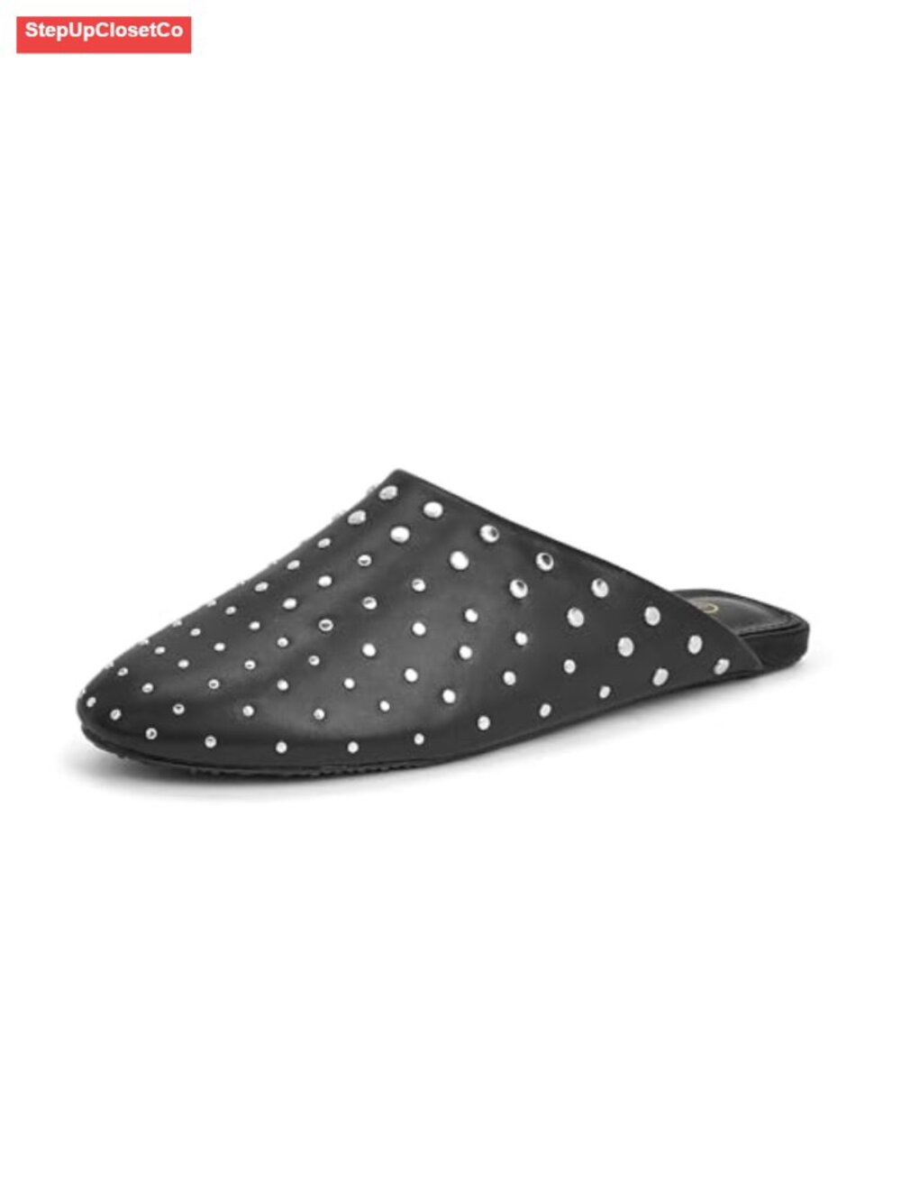 Women's Rivet Mules Flats PU Leather Backless Slip On Comfortable Slides